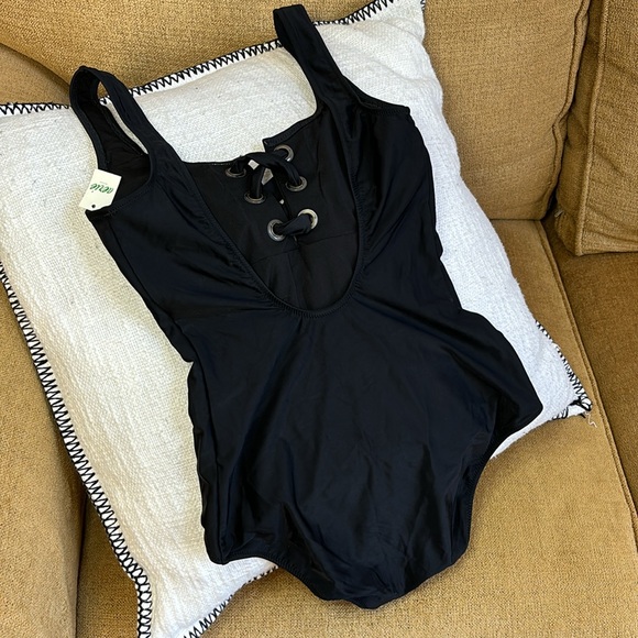 NWT Aerie Grommet Scoop Lace Up One Piece Swimsuit - Picture 9 of 12